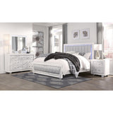 Modern Luxurious White Full Bed With Padded Headboard Led Lightning