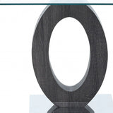 Grey Tone Oval Design Support End Table With Glass Top