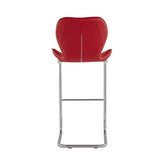 Set of Four 26" Red And Silver Metal Low Back Bar Height Bar Chairs