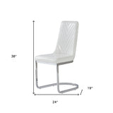 Set Of 2 Modern White Dining Chairs With Horse Shoe Style Metal Base