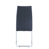 Set Of 4 Modern Black Dining Chairs With Chrome Metal Base