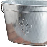 Oval Silver Ribbed Fleur De Lis Beverage Tub