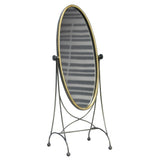 23" Black Round Framed Cheval Standing Mirror