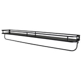 32" Black Rectangular Wall Mounted Iron Shelf With Hanging Bar