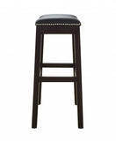 31" Black And Espresso Solid Wood Backless Bar Height Bar Chair