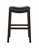 31" Black And Espresso Solid Wood Backless Bar Height Bar Chair