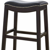 31" Black And Espresso Solid Wood Backless Bar Height Bar Chair