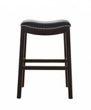 26" Black And Espresso Solid Wood Backless Counter Height Bar Chair