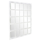 Rectangular Whitewash Window Pane Tile Mirror