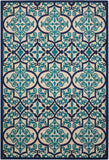 5' X 8' Blue And Ivory Moroccan Indoor Outdoor Area Rug