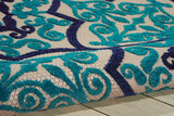 5' X 8' Blue And Ivory Moroccan Indoor Outdoor Area Rug