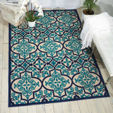 8' X 11' Blue And Ivory Moroccan Indoor Outdoor Area Rug