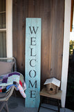 Rustic Light Aqua Blue Front Porch Welcome Sign