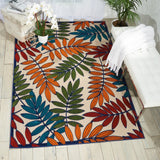 4' X 6' Ivory And Blue Floral Indoor Outdoor Area Rug