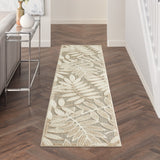 2' X 10' Gray And Ivory Floral Indoor Outdoor Area Rug