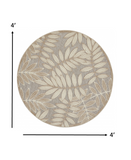 4' Round Gray And Ivory Round Floral Indoor Outdoor Area Rug