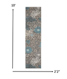 2' X 3' Blue And Gray Floral Power Loom Area Rug