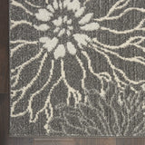 8' Blue And Gray Floral Power Loom Runner Rug