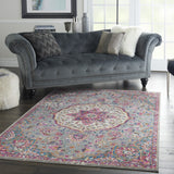 8' X 10' Pink And Gray Geometric Dhurrie Area Rug