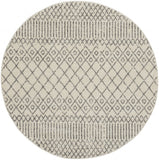 4' Gray Round Geometric Power Loom Area Rug