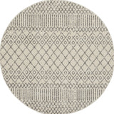 4' Gray Round Geometric Power Loom Area Rug