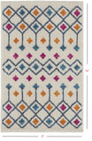 2' X 3' Blue And Orange Geometric Dhurrie Area Rug