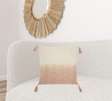 Pink Ombre Tasseled Throw Pillow