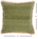 Deep Green Fringed Throw Pillow