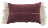 Wide Tasseled Marble Maroon Lumbar Pillow