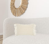 Tassel Detailed White Lumbar Pillow