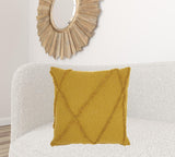 Dark Mustard Abstract Shaggy Detail Throw Pillow