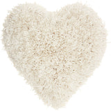 Heart Shaped Cream Shag Accent Pillow