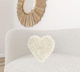 Heart Shaped Cream Shag Accent Pillow