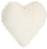 Heart Shaped Cream Shag Accent Pillow