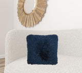 Plush Navy Shag Accent Throw Pillow