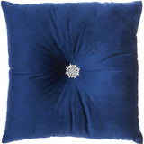 Royal Blue Center Beaded Tuft Throw Pillow