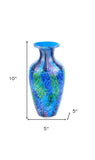 Contemporary Multi Color Mouth Blown Art Glass Vase