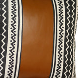 Brown Faux Leather And Zigzag Decorative Pillow Cover