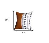 Playful Triangle And Brown Faux Leather Pillow Cover