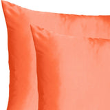 Coral Dreamy Set Of 2 Silky Satin King Pillowcases