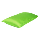 Bright Green Dreamy Set Of 2 Silky Satin King Pillowcases