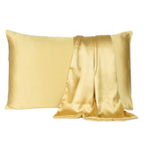 Gold Dreamy Set Of 2 Silky Satin Queen Pillowcases