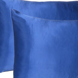 Bright Blue Dreamy Set Of 2 Silky Satin Queen Pillowcases