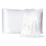 White Dreamy Set Of 2 Silky Satin Queen Pillowcases