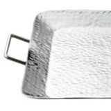 Silver Hammered Rectangle Serving Tray With Handles