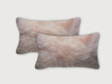 Set Of Two Blush Natural Sheepskin Lumbar Pillows