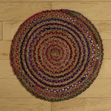 3' Round Multicolor Bohemian Braided Rug