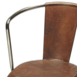 28" Brown And Gold Iron Bar Chair