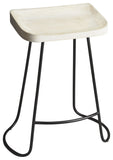 " Off White And Black Iron Backless Counter Height Bar Chair