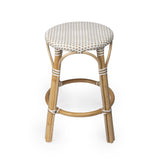 24" Beige Rattan Backless Bar Chair